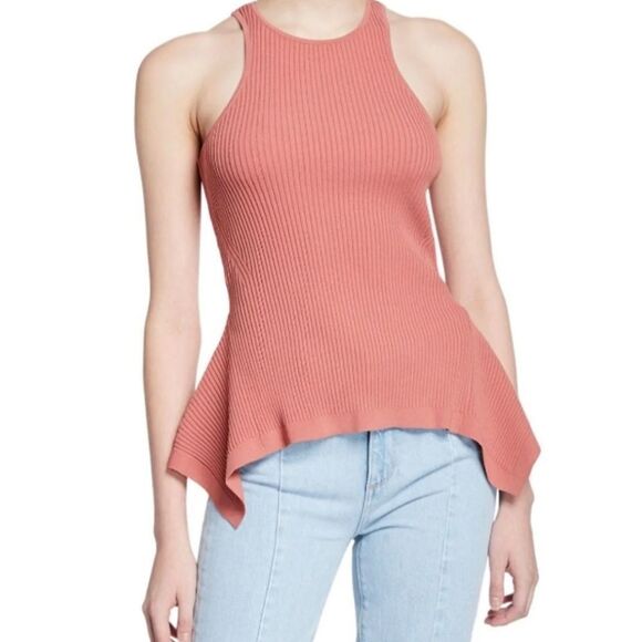 CINQ À SEPT Ellen Sleeveless Rib Knit Top In Rose - Picture 1 of 10